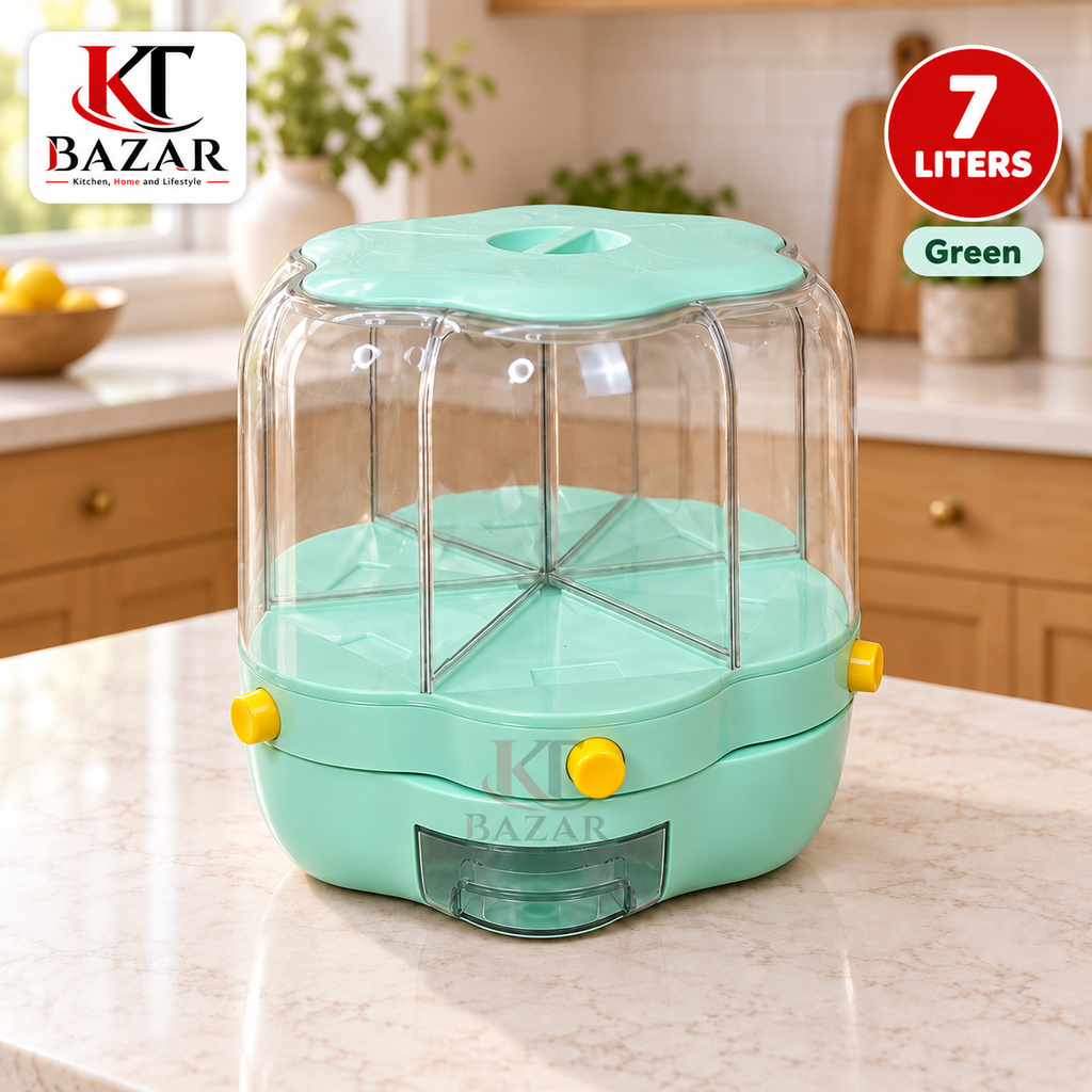 Rotating Grain Dispenser 6-Grid Dry Food Storage Container