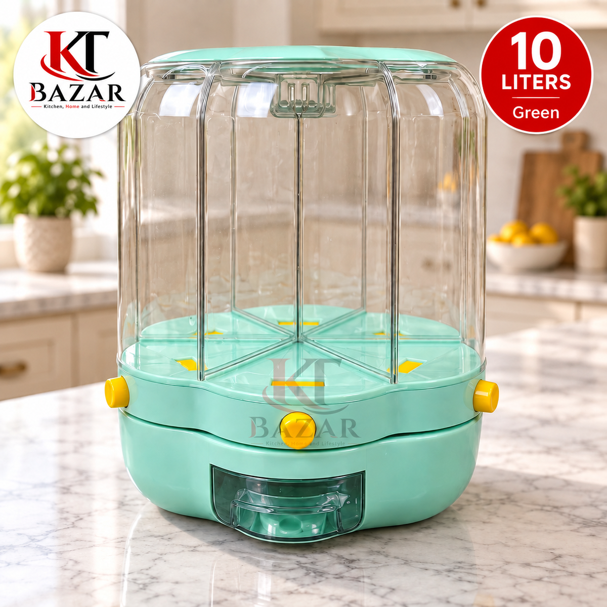 Rotating Grain Dispenser 6-Grid Dry Food Storage Container