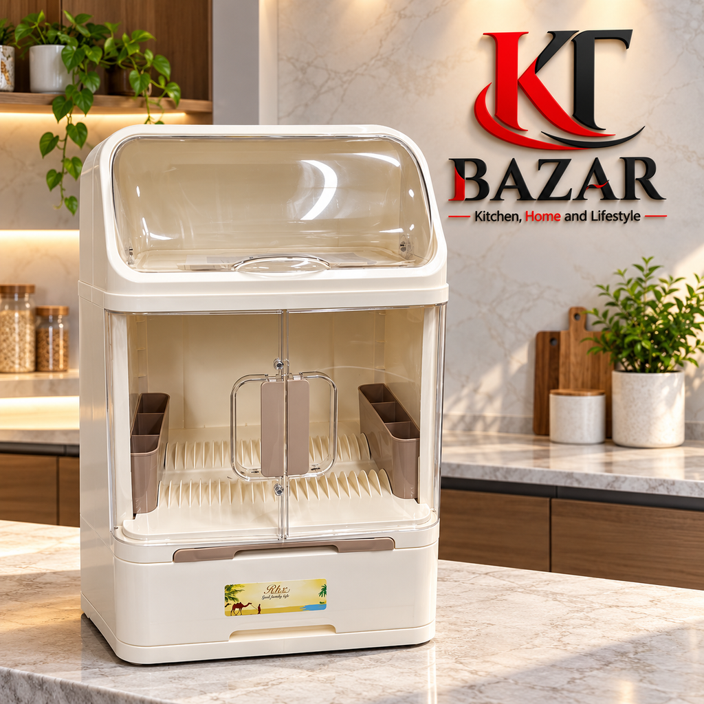 Two Layers Dish Storage Rack | Modern Kitchen Organizer