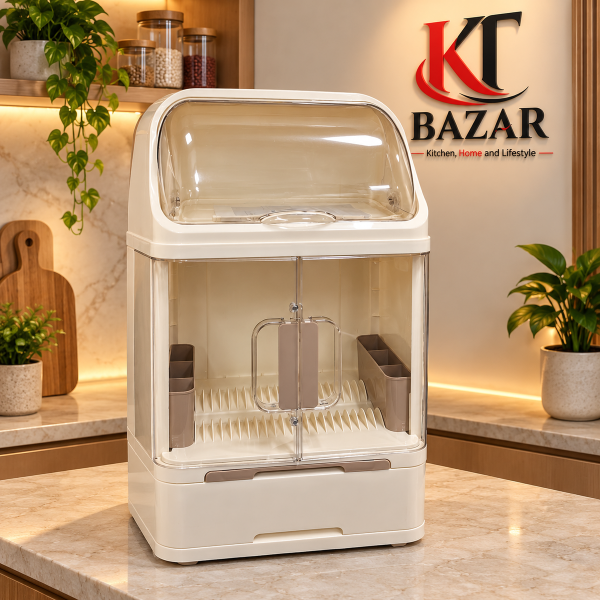 Two Layers Dish Storage Rack | Modern Kitchen Organizer