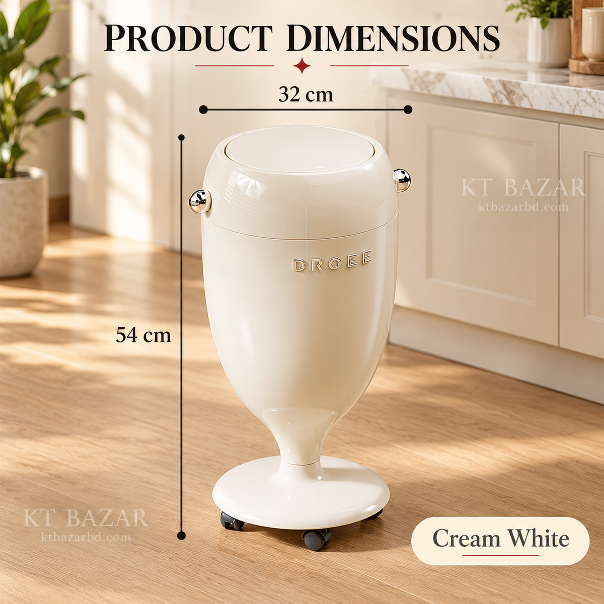 Premium Rolling Dustbin with Press-Open Lid & Removable Inner Bucket