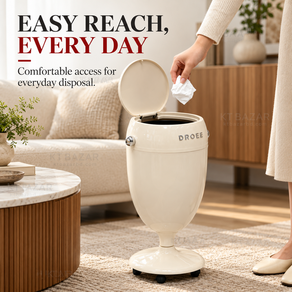 Premium Rolling Dustbin with Press-Open Lid & Removable Inner Bucket