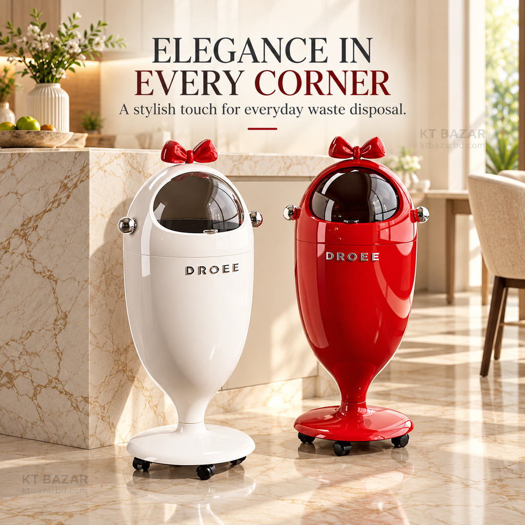 Bow-Top Rolling Dustbin with Lid & Removable Inner Bucket