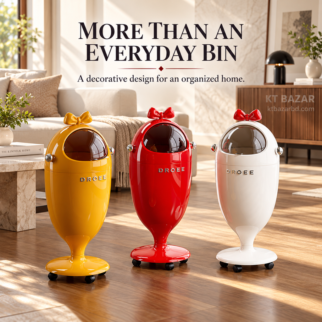 Bow-Top Rolling Dustbin with Lid & Removable Inner Bucket