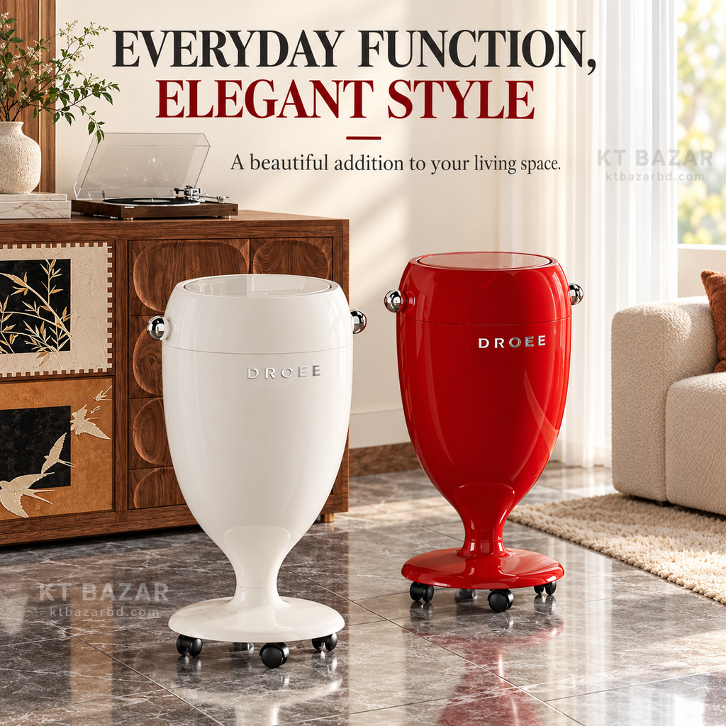 Premium Rolling Dustbin with Press-Open Lid & Removable Inner Bucket