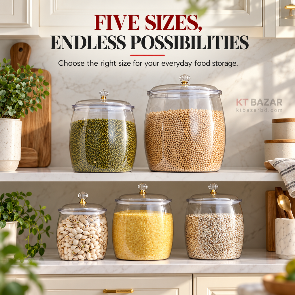 5-Piece Clear PET Kitchen Storage Jar Set