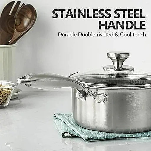Uncoated Honeycomb Design Stainless Steel/Milk Pan with Glass Lid