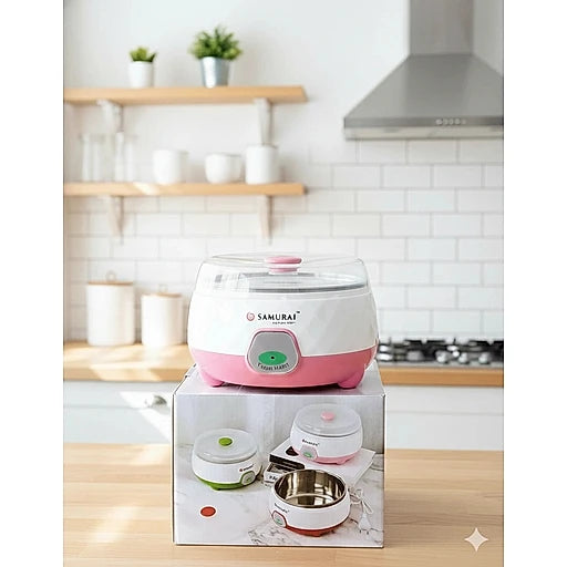 Samurai Electric Yogurt Maker with Stainless Steel Bowl – Automatic Homemade Yogurt Machine for Healthy Kitchen Use