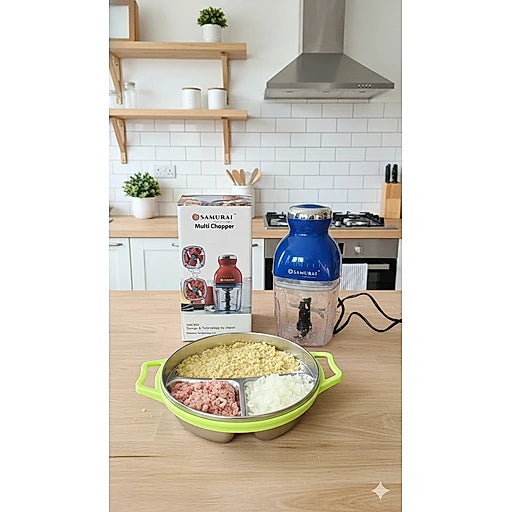 Samurai Electric Multi Chopper – Stainless Steel Vegetable, Meat & Onion Mini Food Processor for Kitchen