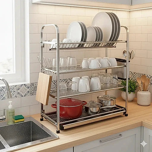 SKB stainless steel dish drying rack 3 or 4 tier – KT Bazar