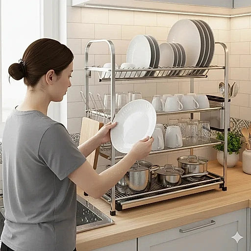 SKB stainless steel dish drying rack 3 or 4 tier – KT Bazar