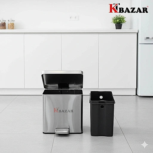 Stainless steel square hydraulic dustbin 6 litre – KT Bazar