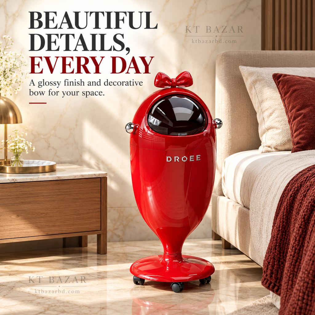 Bow-Top Rolling Dustbin with Lid & Removable Inner Bucket