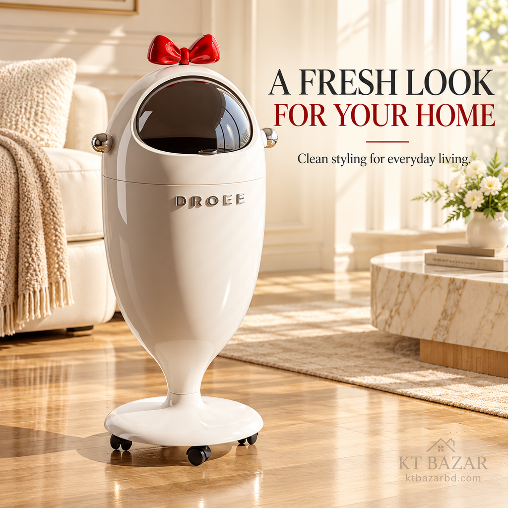 Bow-Top Rolling Dustbin with Lid & Removable Inner Bucket