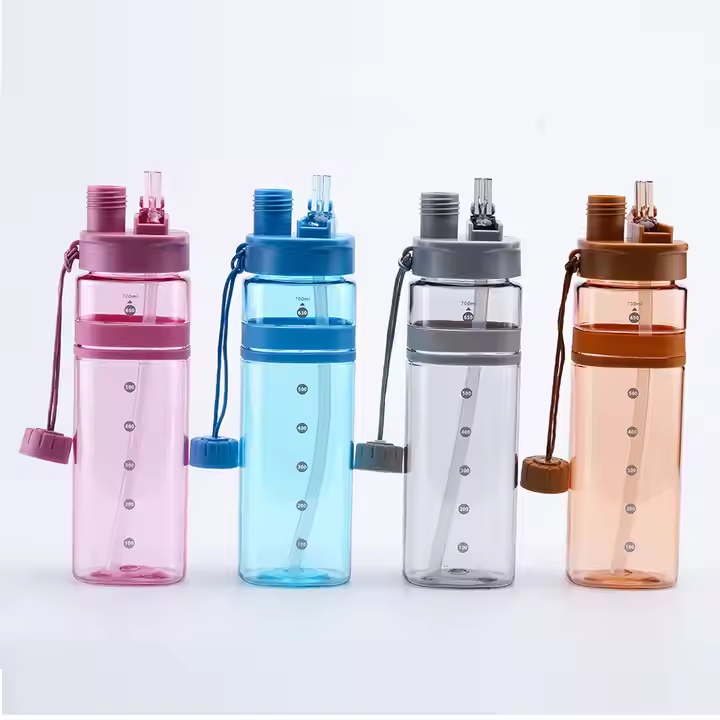 Dual-Drink Square Sports Water Bottle with Carrying Strap