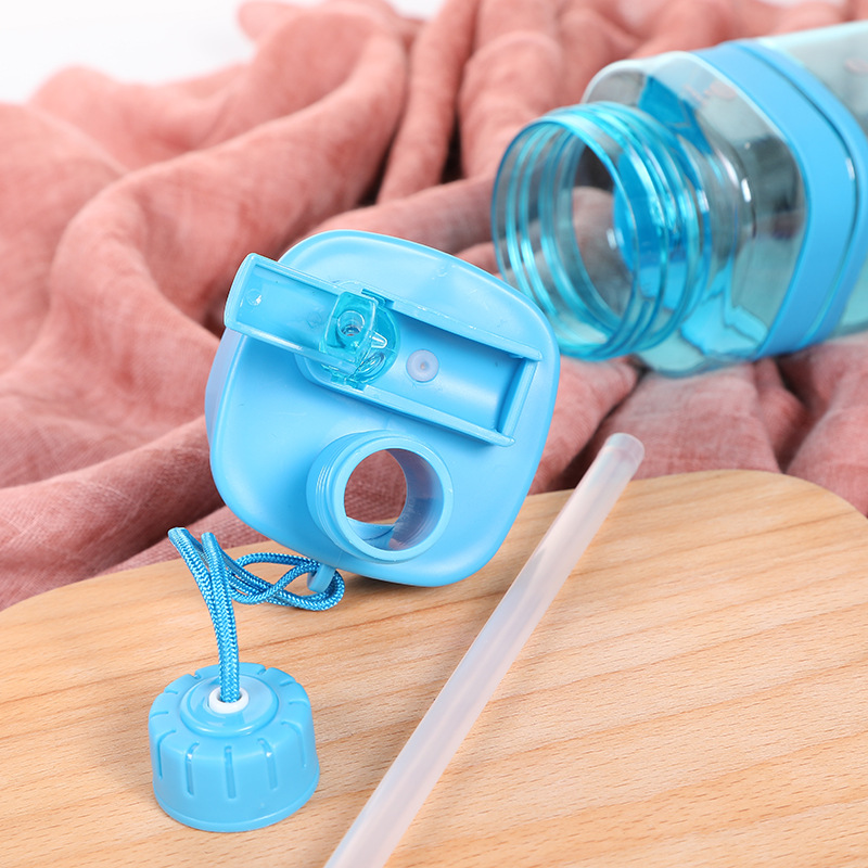Dual-Drink Square Sports Water Bottle with Carrying Strap