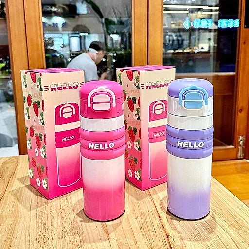 Stainless Steel Flask Water Bottle Gradient Kids Insulated Thermos Vacuum Cup Mug