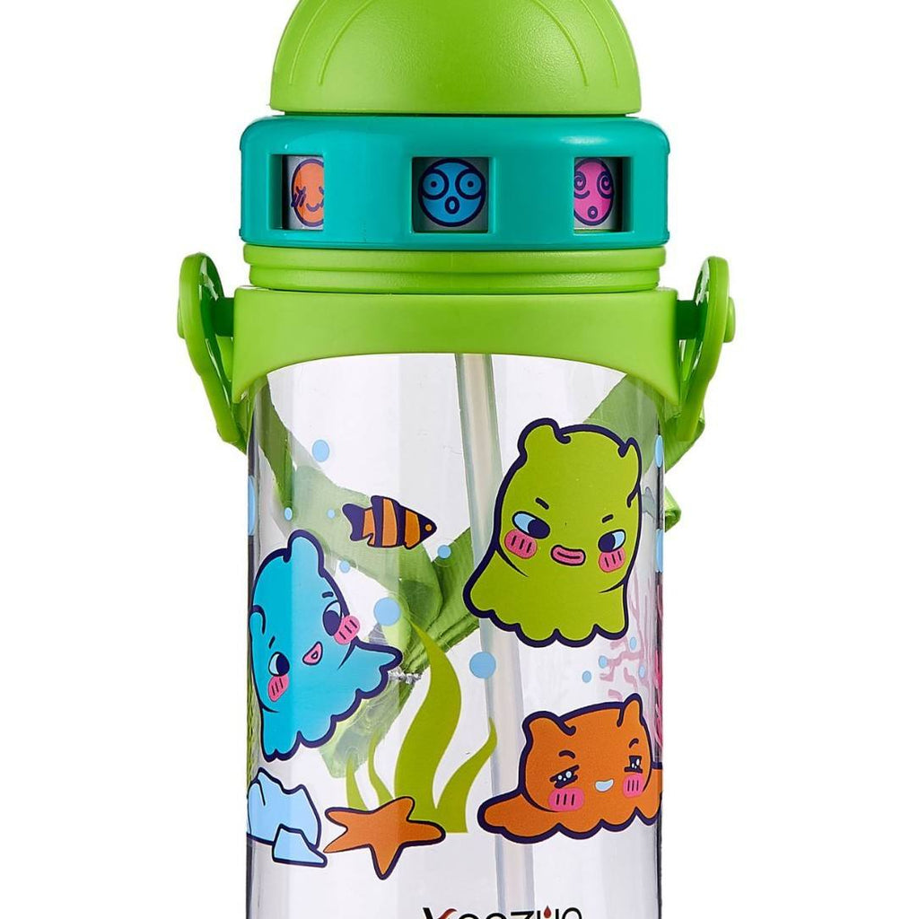 HECION Cartoon Kids Water Bottle with Straw & Carry Strap – 500ml