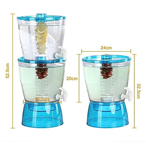 Clear and blue lemon squeezer with dimensions indicated