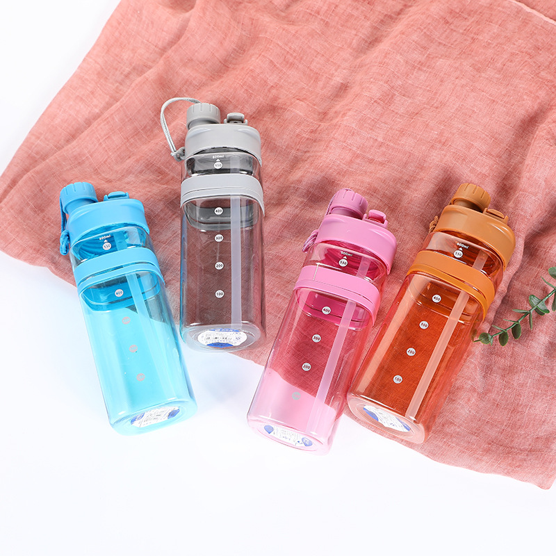 Dual-Drink Square Sports Water Bottle with Carrying Strap