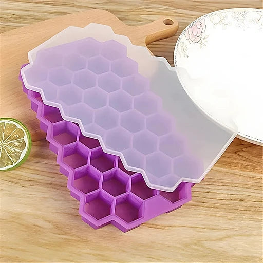 Honeycomb Silicone Ice Cube Tray With Lid