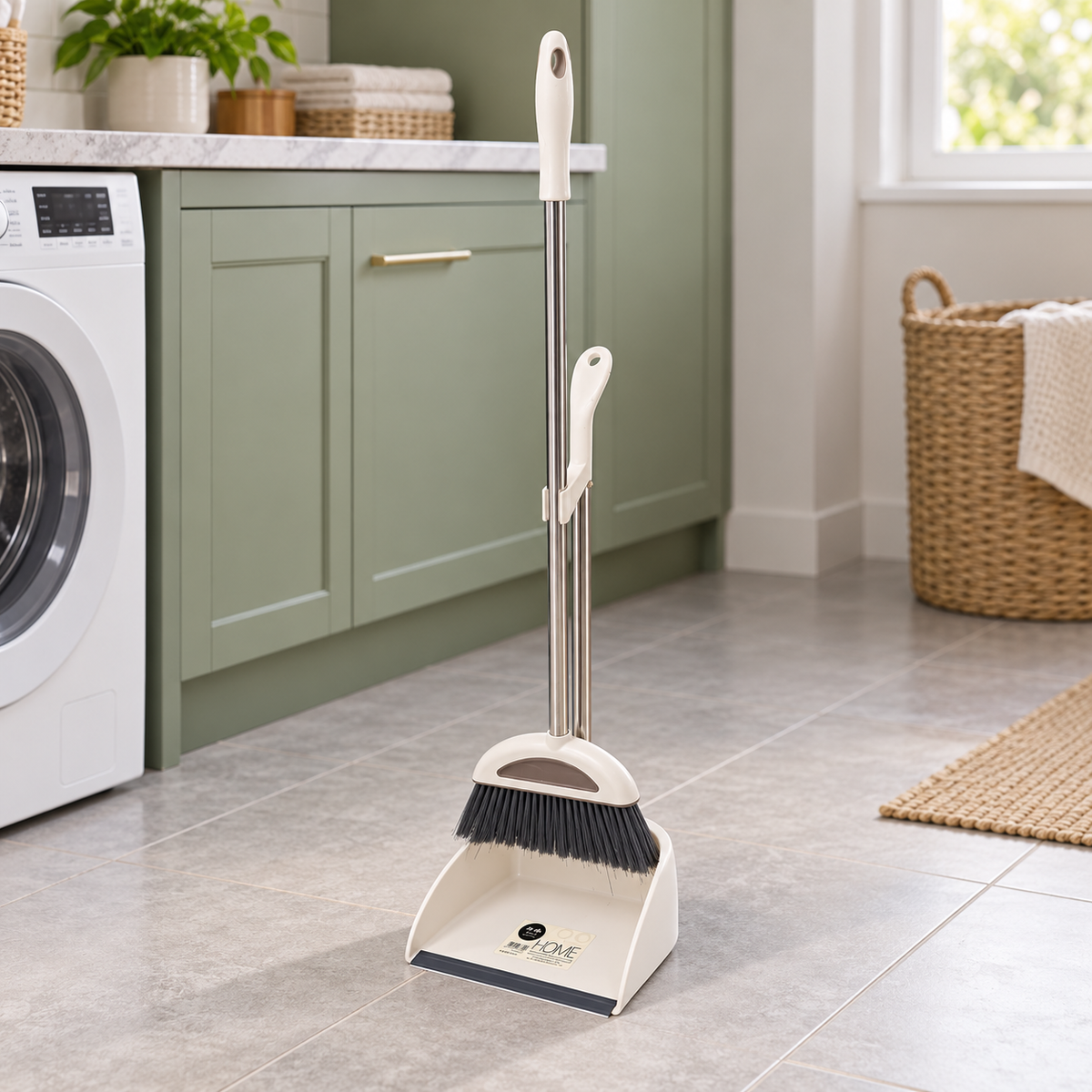 Broom & Dustpan Set Chocolate Brown ও Ivory