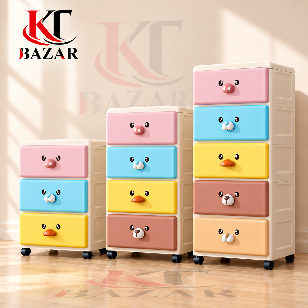 Kids Animal Face Drawer Cabinet with Wheels – 3, 4 & 5 Drawers