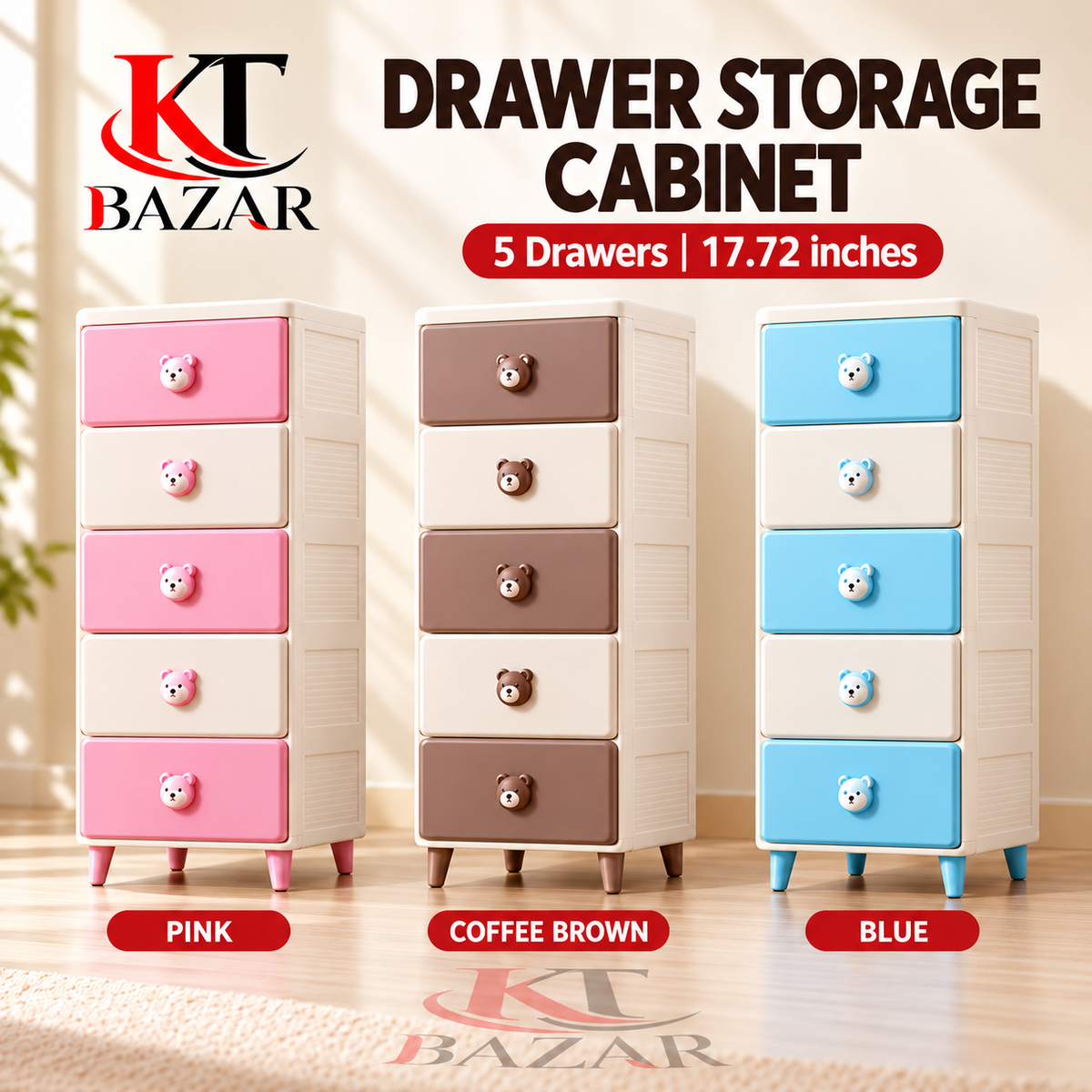 5 Drawer Storage Cabinet – Kids Clothes & Home Organizer