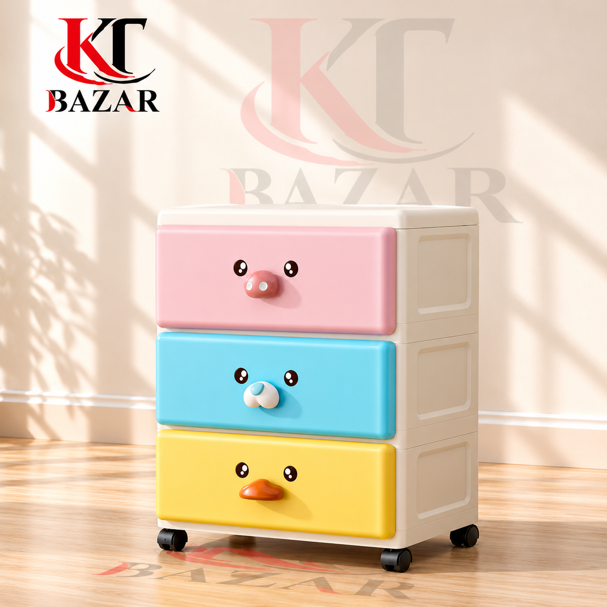 Kids Animal Face Drawer Cabinet with Wheels – 3, 4 & 5 Drawers