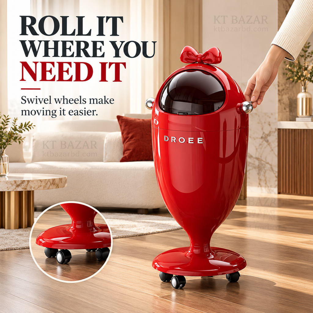 Bow-Top Rolling Dustbin with Lid & Removable Inner Bucket