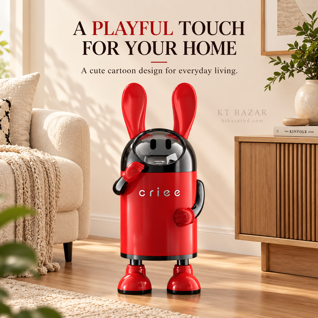 Rabbit Design Flip-Lid Dustbin with Removable Inner Bucket