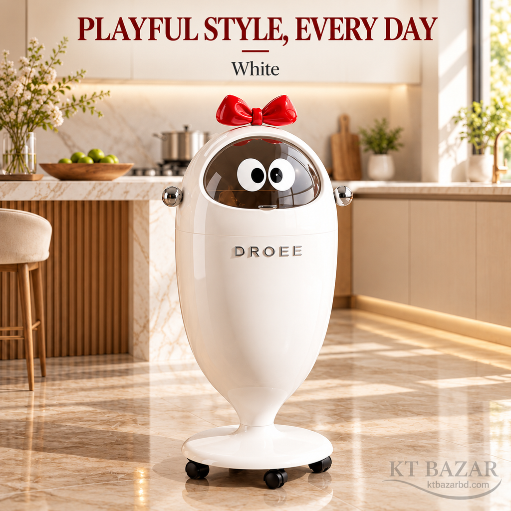 Bow-Top Rolling Dustbin with Lid & Removable Inner Bucket