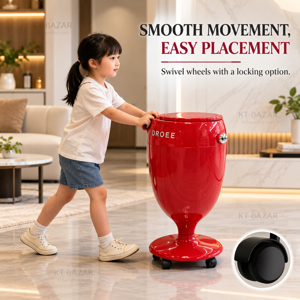Premium Rolling Dustbin with Press-Open Lid & Removable Inner Bucket
