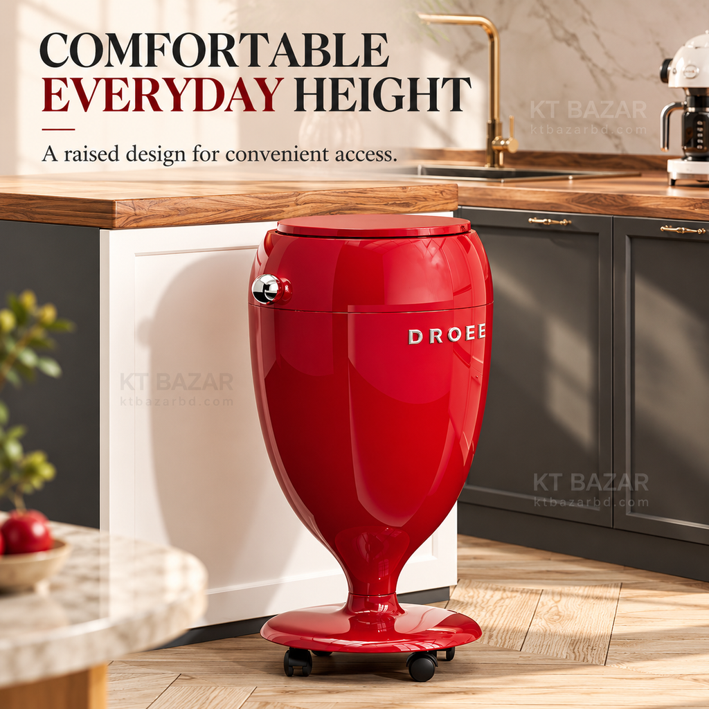 Premium Rolling Dustbin with Press-Open Lid & Removable Inner Bucket