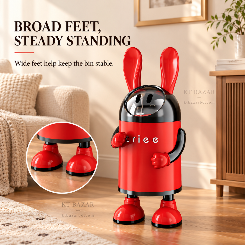 Rabbit Design Flip-Lid Dustbin with Removable Inner Bucket