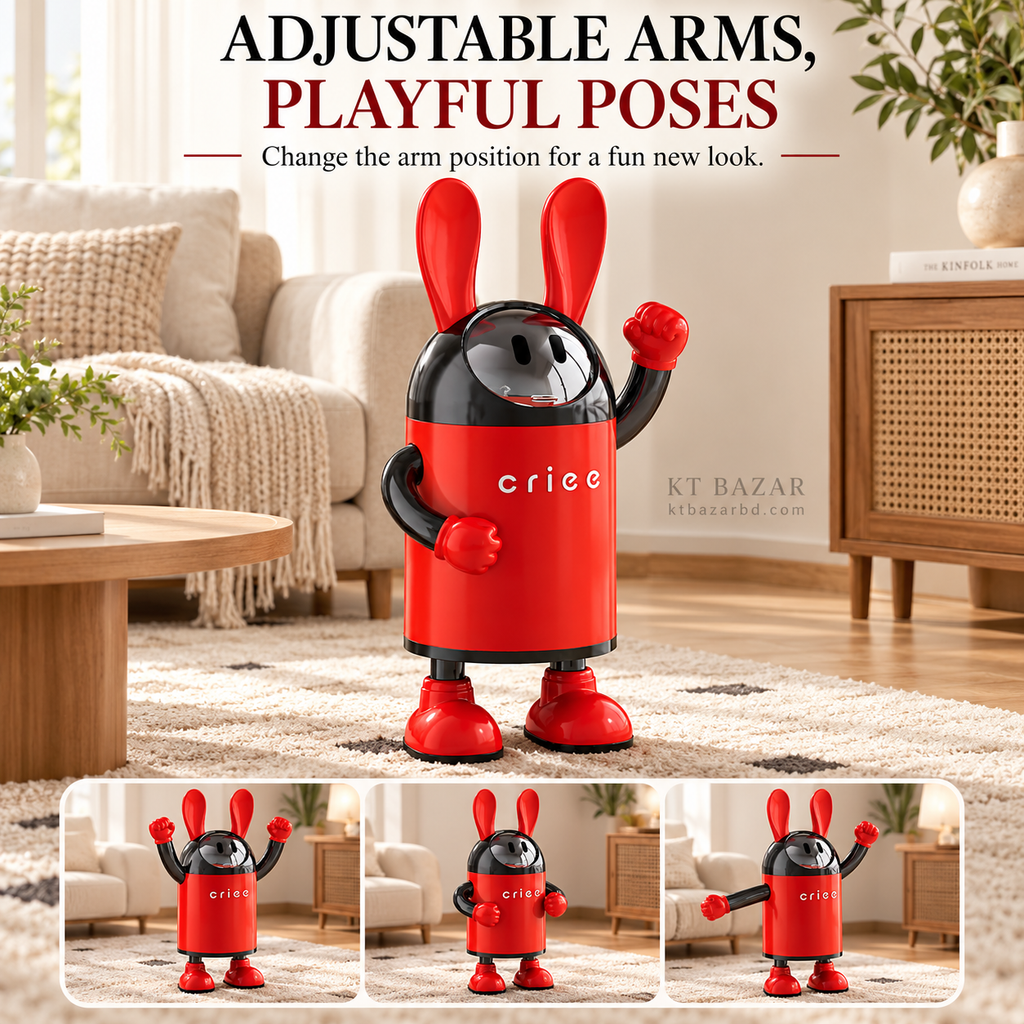 Rabbit Design Flip-Lid Dustbin with Removable Inner Bucket