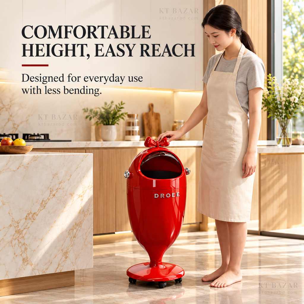 Bow-Top Rolling Dustbin with Lid & Removable Inner Bucket