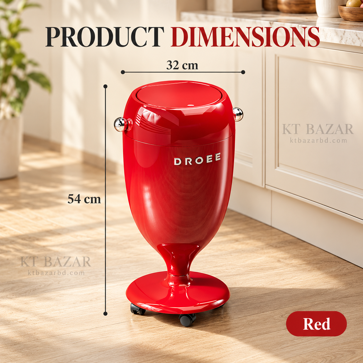 Premium Rolling Dustbin with Press-Open Lid & Removable Inner Bucket