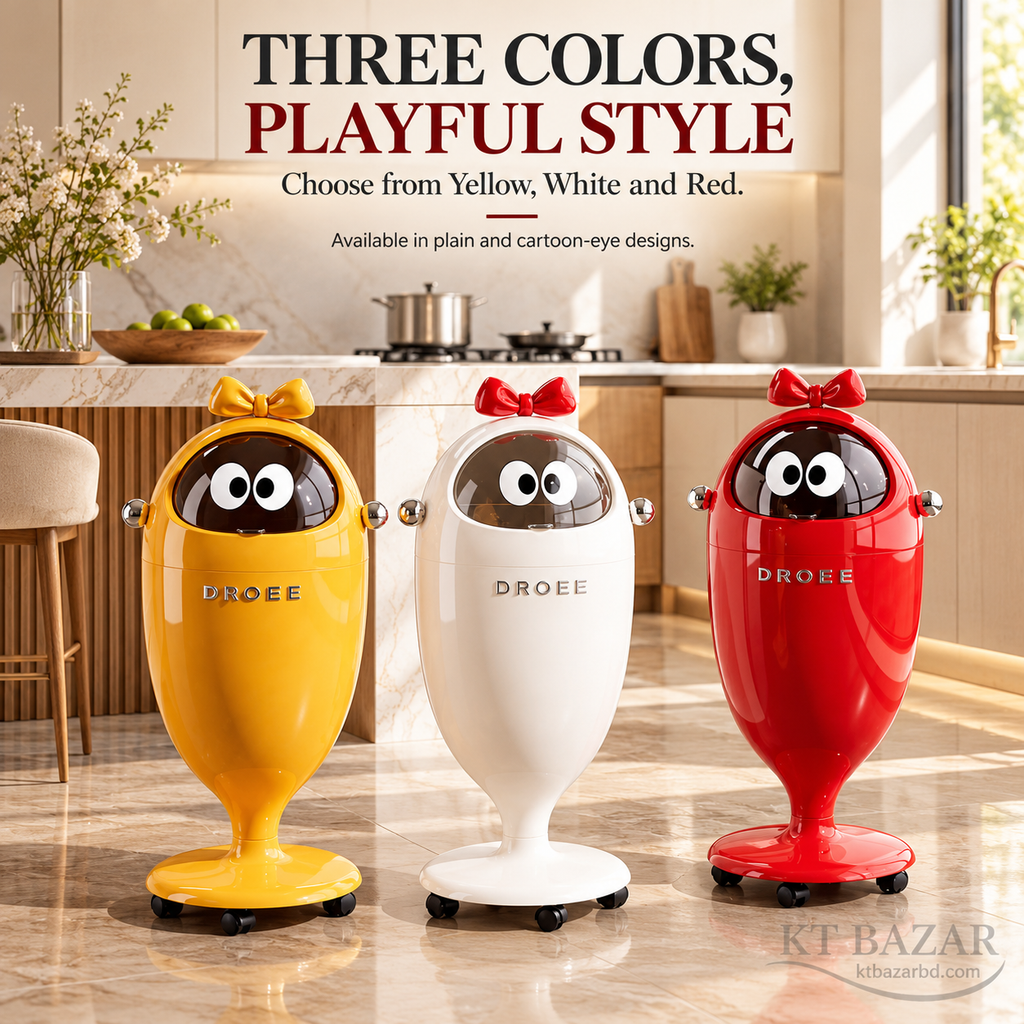 Bow-Top Rolling Dustbin with Lid & Removable Inner Bucket