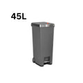 Gray trash bin with a step lid on a white background, labeled 45L.