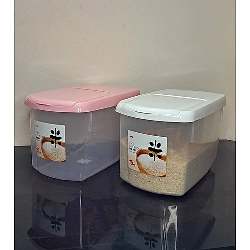 15KG Plastic Rice & Cereal Storage Container with Wheels – Airtight Food Grain Storage Bin for Kitchen Organization