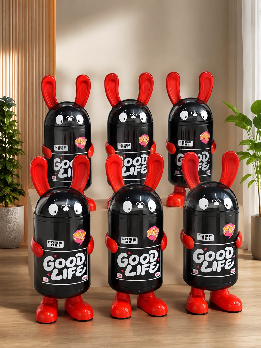 Rabbit Shape Good Life 9 Liter Dustbin | Cute Plastic Dustbin with Lid