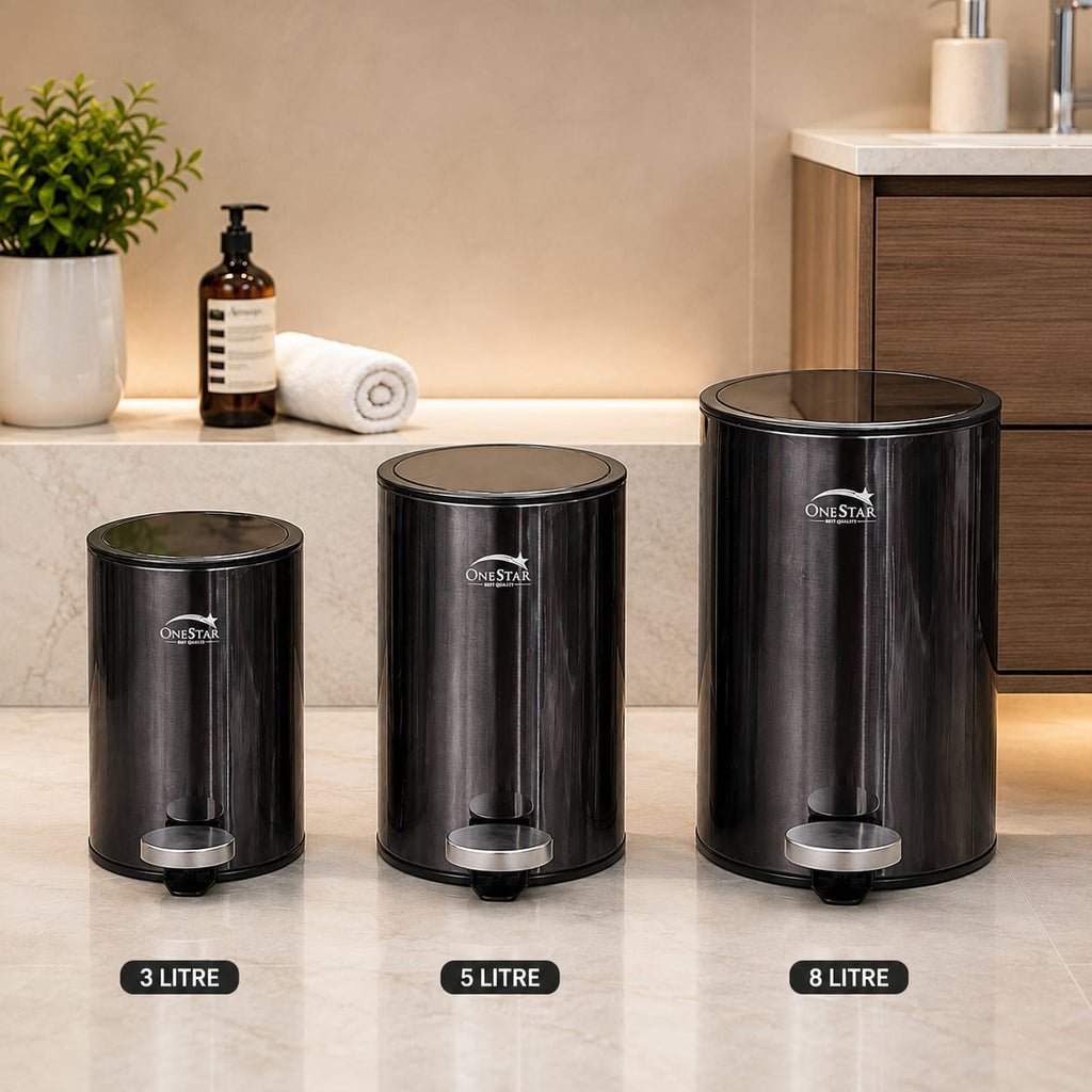 Stainless Steel Pedal Bin Round One Star