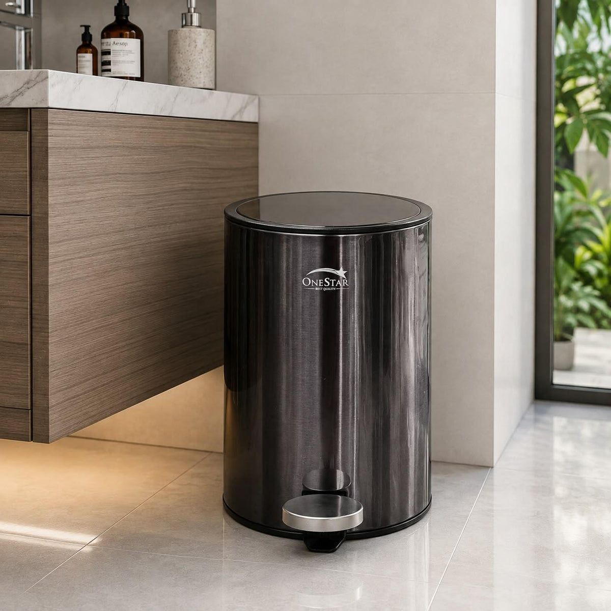 Stainless Steel Pedal Bin Round One Star