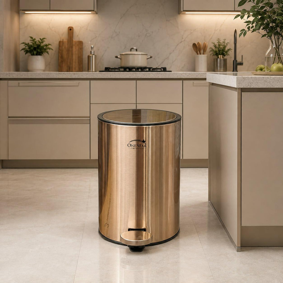 Stainless Steel Pedal Bin Round One Star