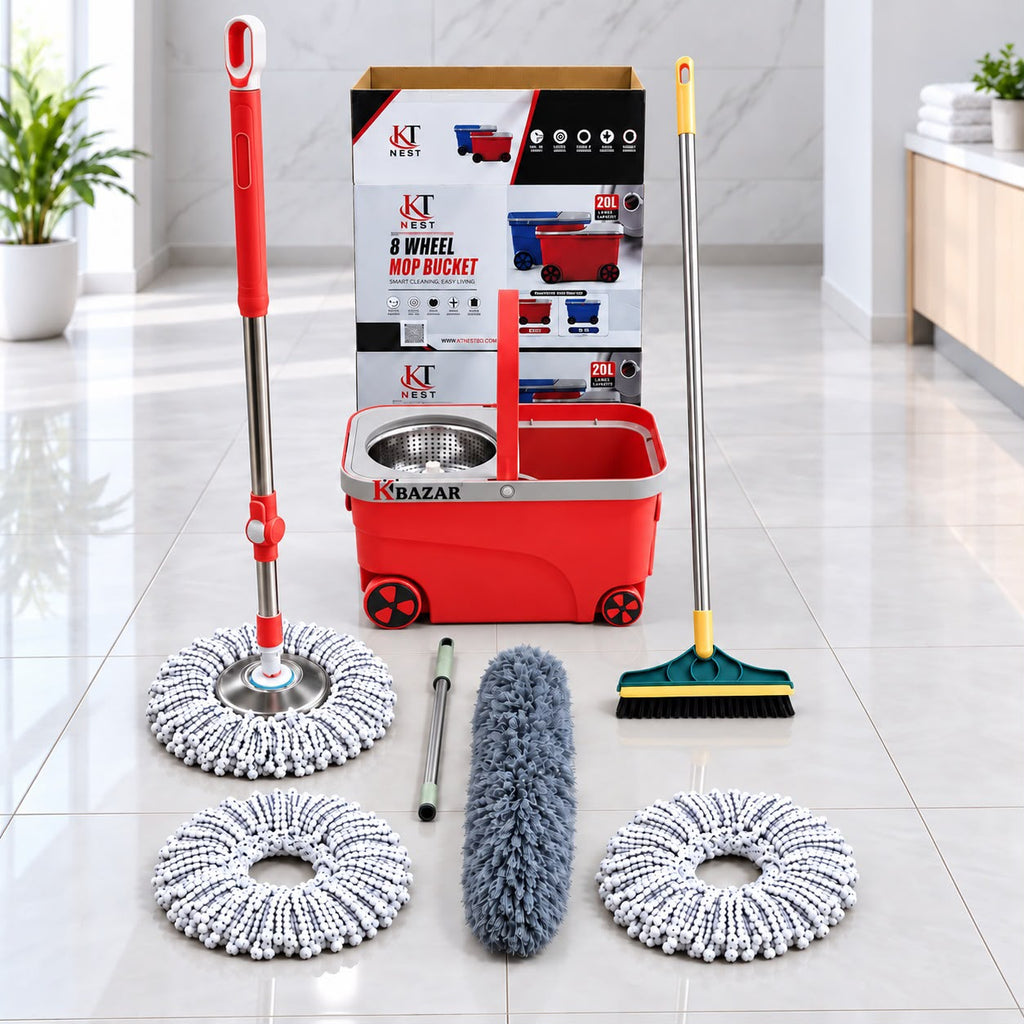 BMW Spin Mop Bucket 20L – 8 Wheel 360° Cleaning Mop