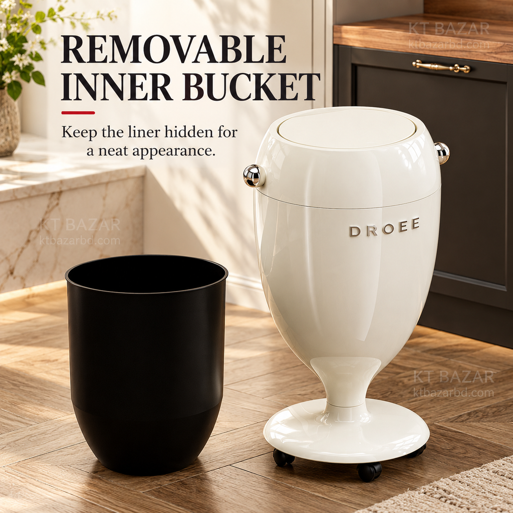 Premium Rolling Dustbin with Press-Open Lid & Removable Inner Bucket