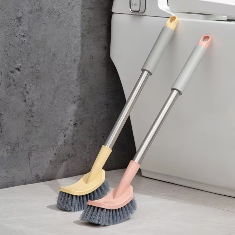 Wall Mounted Toilet Brush & Invisible Hook Set – Drill-Free All-Corner Bathroom Cleaning Brush & Storage Organizer