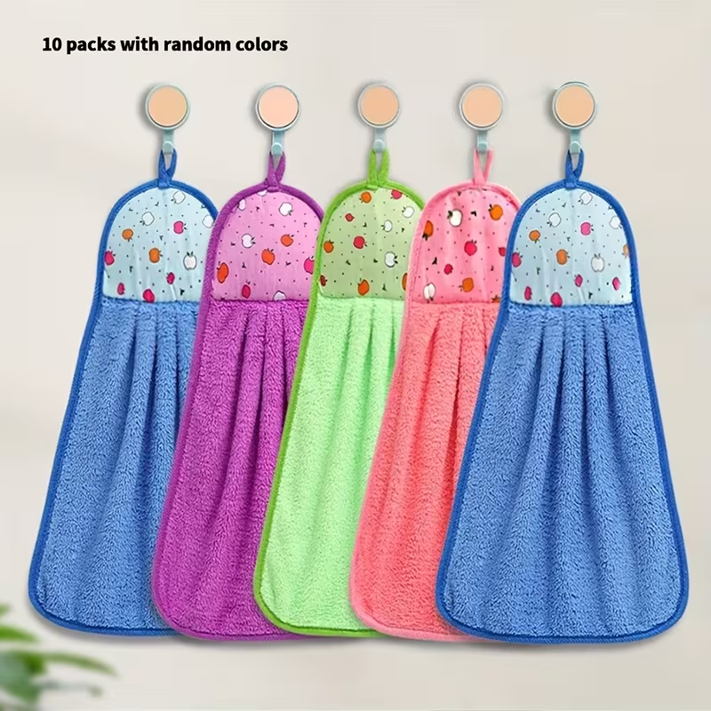 Soft Absorbent Fingertip Towels – Thickened Hanging Hand Towels | Multi-Color Kitchen & Bathroom Towel Set