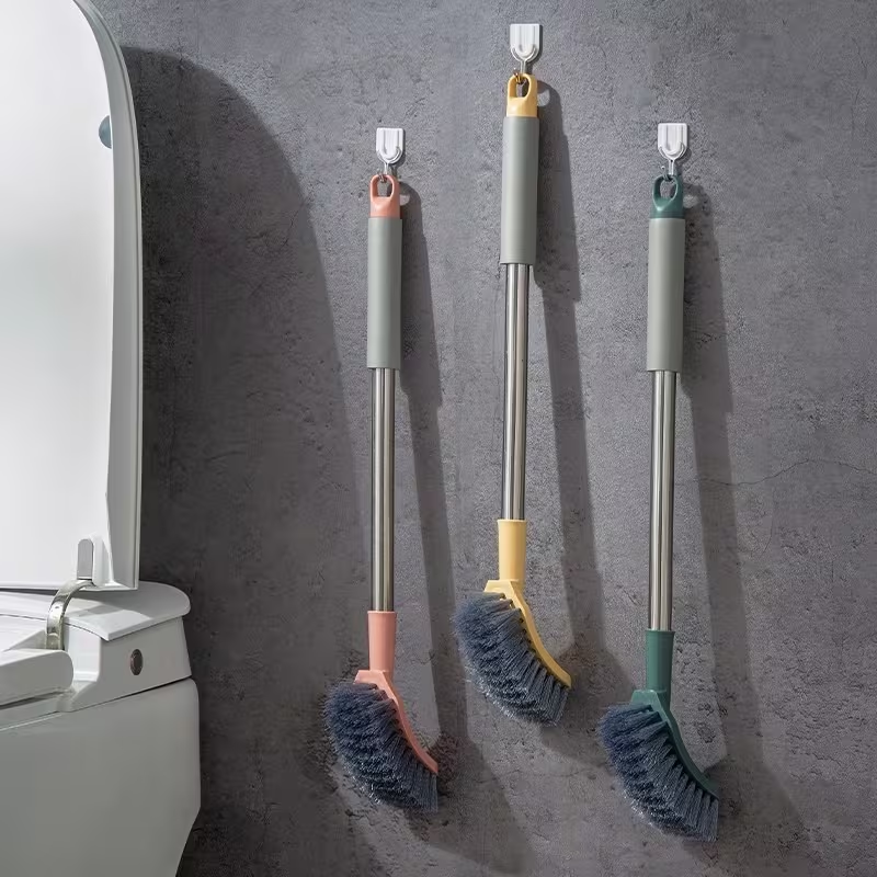 Wall Mounted Toilet Brush & Invisible Hook Set – Drill-Free All-Corner Bathroom Cleaning Brush & Storage Organizer